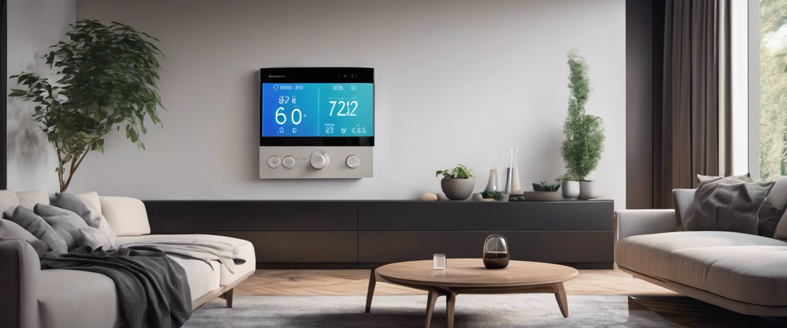 Smart thermostat in a living room